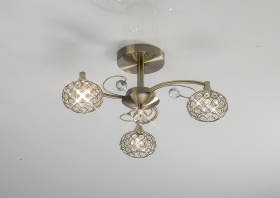 Cara Antique Brass Crystal Ceiling Lights Diyas Flush Crystal Fittings